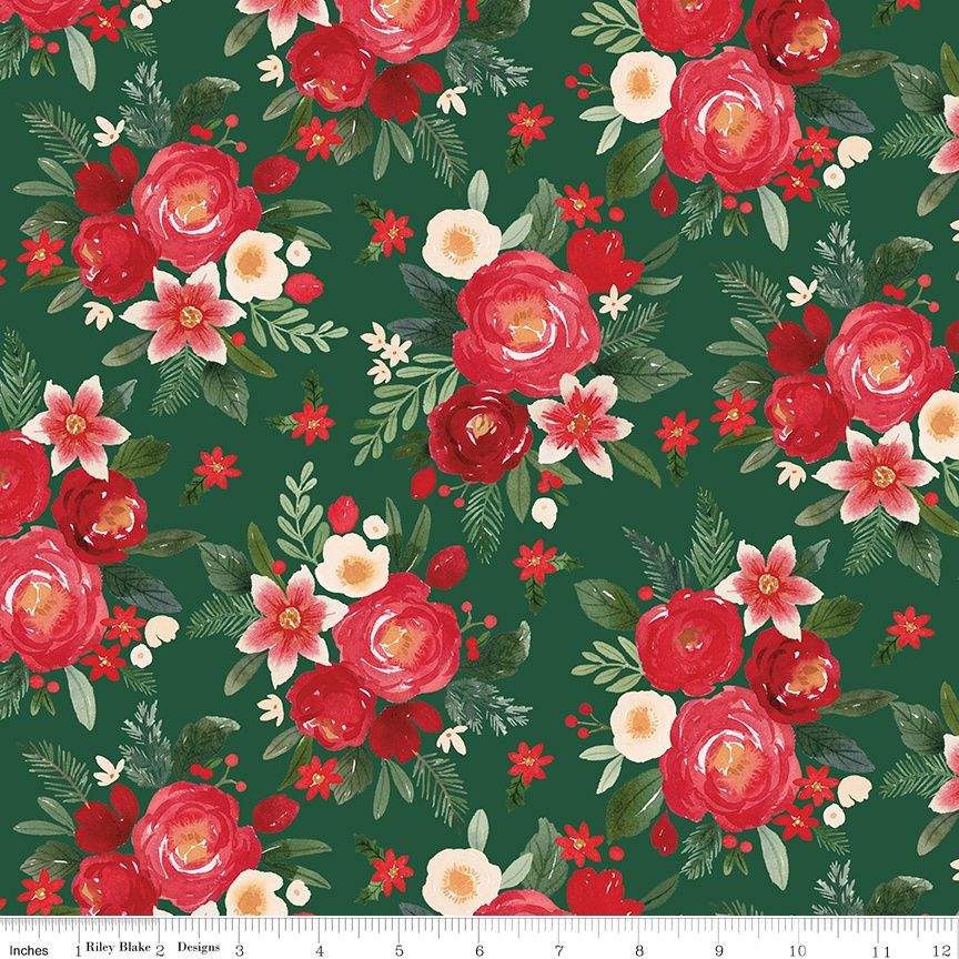 Riley Blake - Charming Christmas - Main - Green  - Fat Qtr
