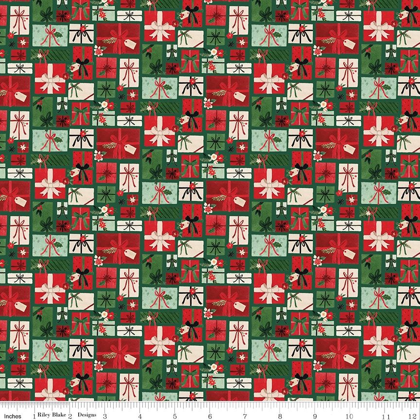 Riley Blake - Charming Christmas - Pretty Presents - Green  - Fat Qtr