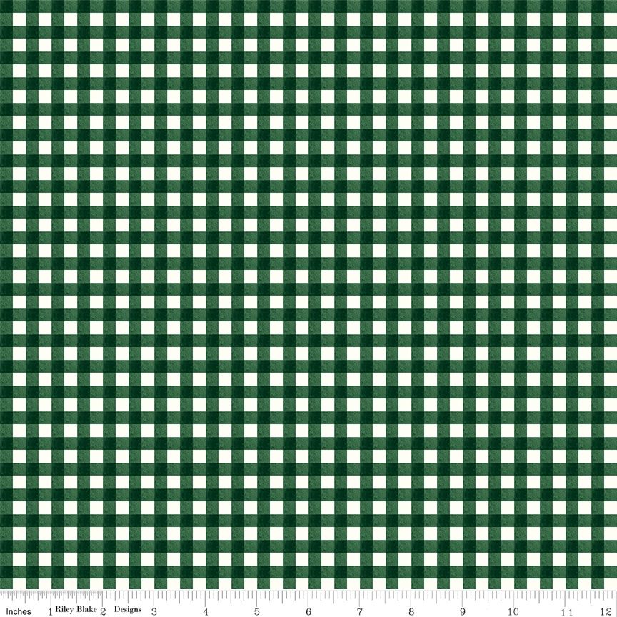 Riley Blake - Charming Christmas - Gingham - Green  - Fat Qtr