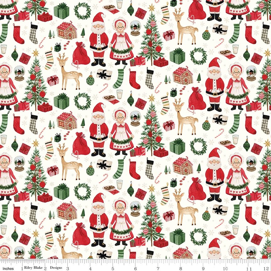 Riley Blake - Charming Christmas - Santa &amp; Mrs. Claus - Cloud