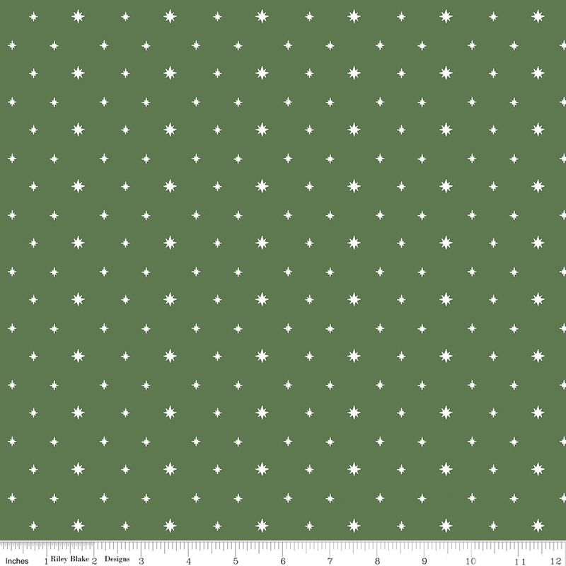 Riley Blake - Charming Christmas - Stars - Green  - Fat Qtr