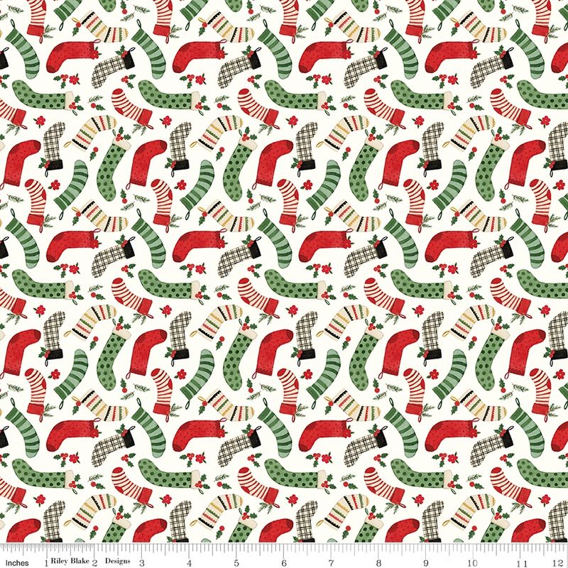 Riley Blake - Charming Christmas - Stockings  Cloud  - Fat Qtr