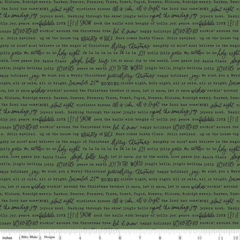 Riley Blake - Charming Christmas - Words - Green  - Fat Qtr