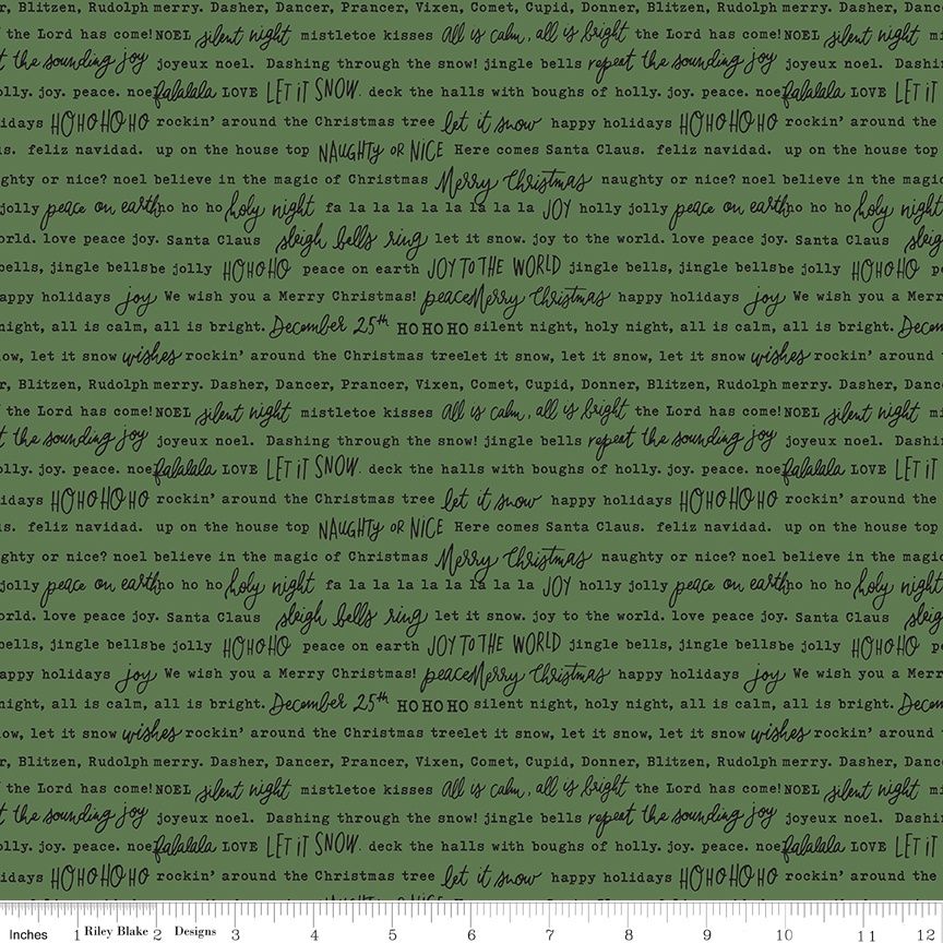 Riley Blake - Charming Christmas - Words - Green