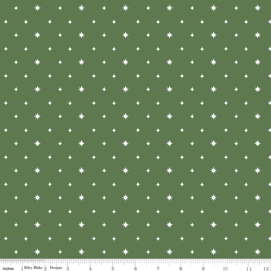 Riley Blake - Charming Christmas - Stars - Green