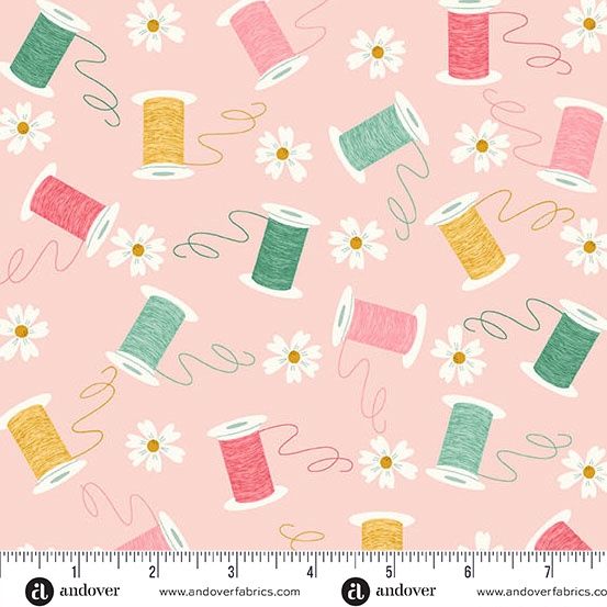 Bloom and Sew - Spools and Bloom - Ballet Pink - Fat Qtr
