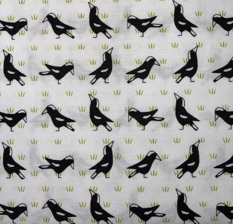 Red Tractor Collection - Magpies On White Fat Qtr