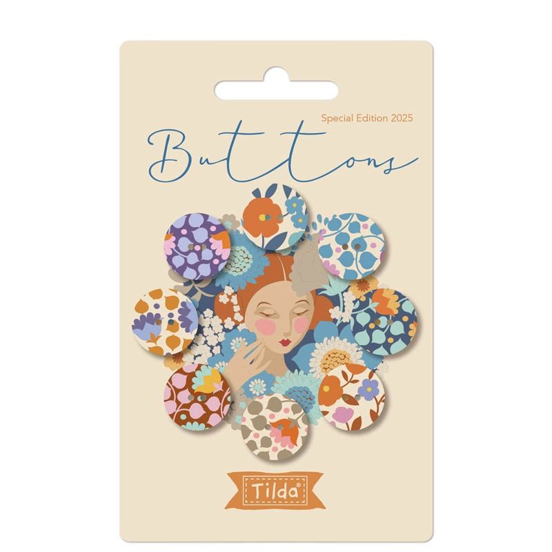 Wallflower Buttons 16mm Blue/Thristle