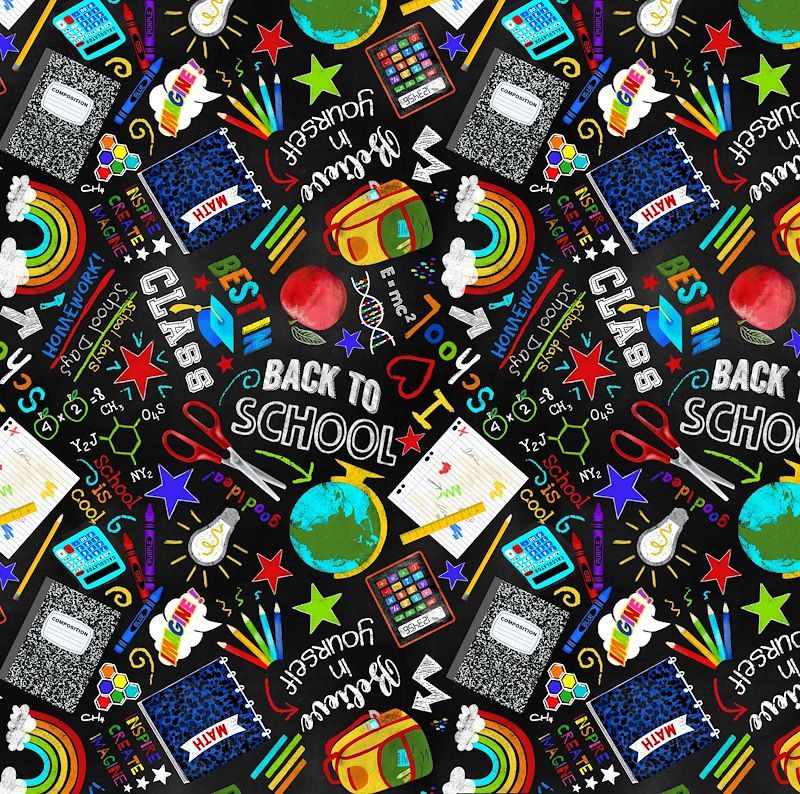 Back to School Black Fat Qtr