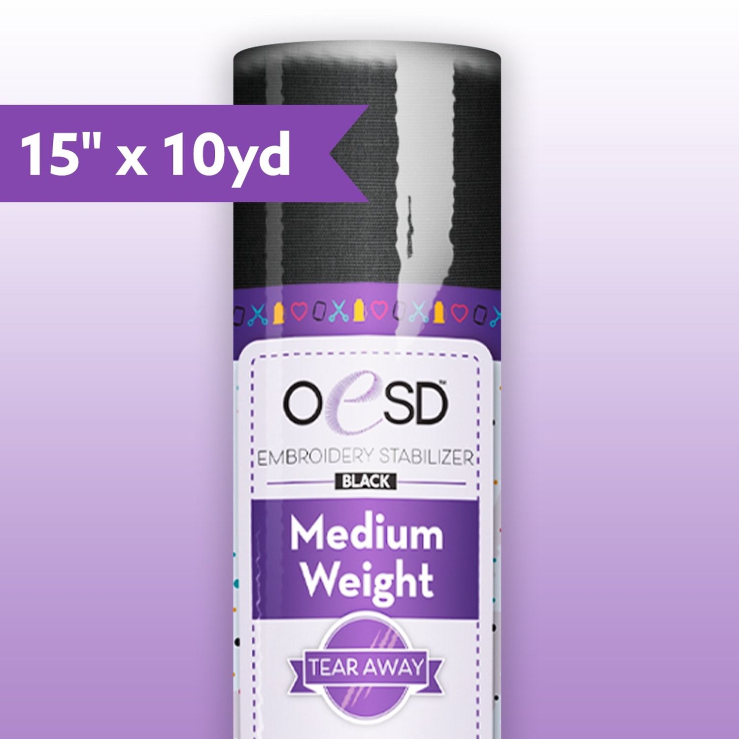 OESD - Medium Weight Tear-Away Black 15&quot; x 10yd