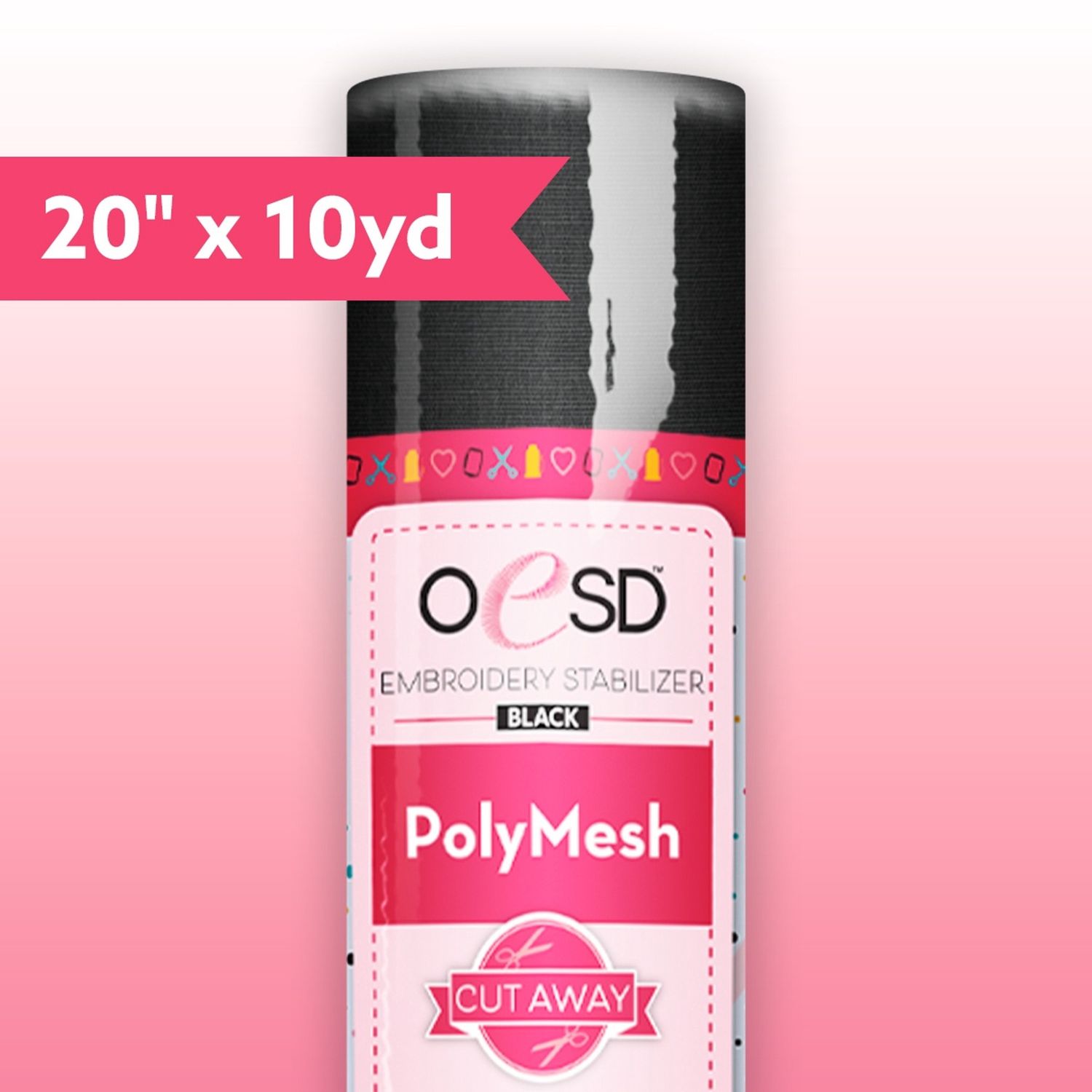 OESD - Polymesh Cutaway Black 20&quot; x 10yd - Black