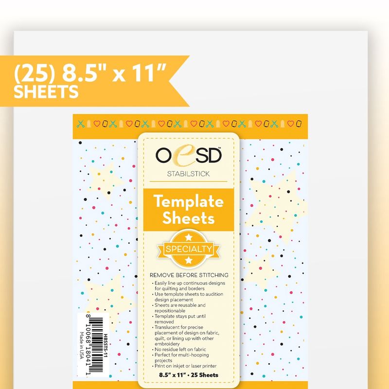 OESD - Stabilstick Template Sheets 8.5" x 11" (25)