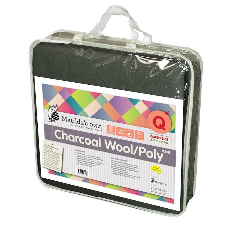Matilda&#39;s Own Charcoal Wool 60%/Poly 40% Queen Size Precut 2.7m x 2.4m (Bulky Item)