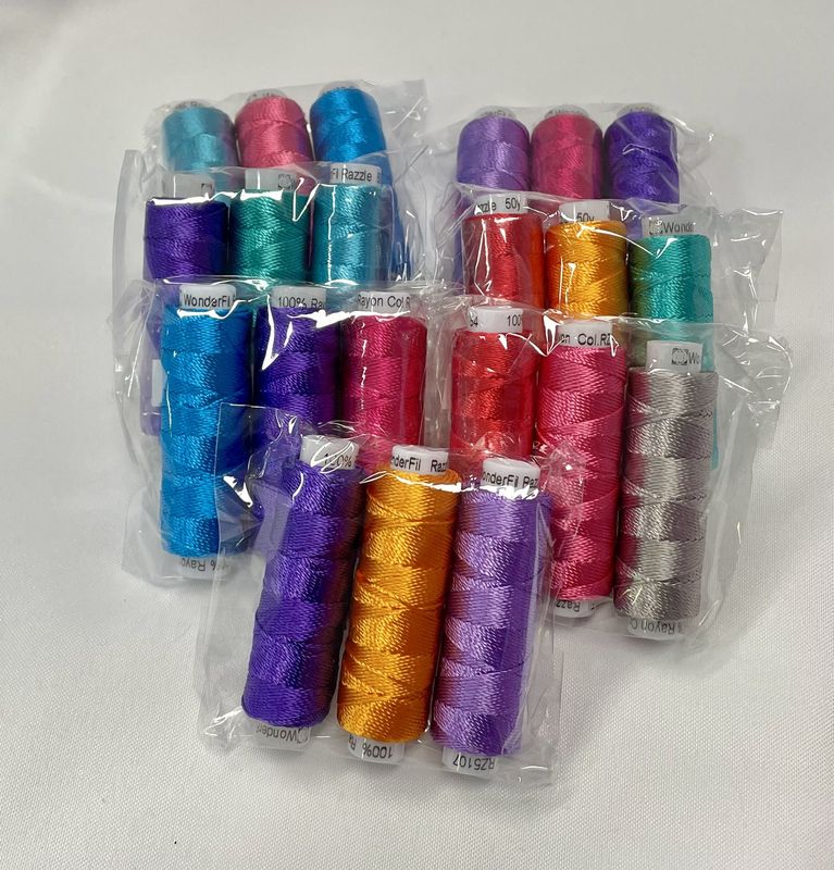 Wonderfil Razzle No. 8 Rayon Assorted colours 3 pk