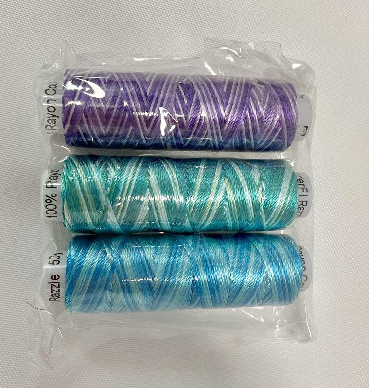 Wonderfil Razzle Variegated No. 8 Rayon Assorted colours 3 pk