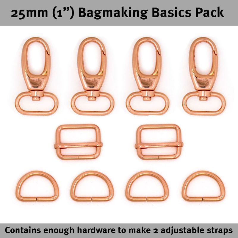 Bag Hardware Basics Pack 1" Rose Gold