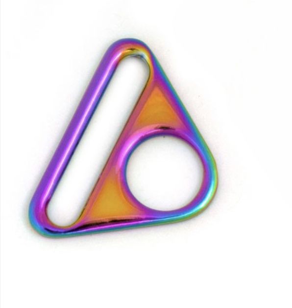 Triangular Ring 1.5 inch Iridescent Rainbow