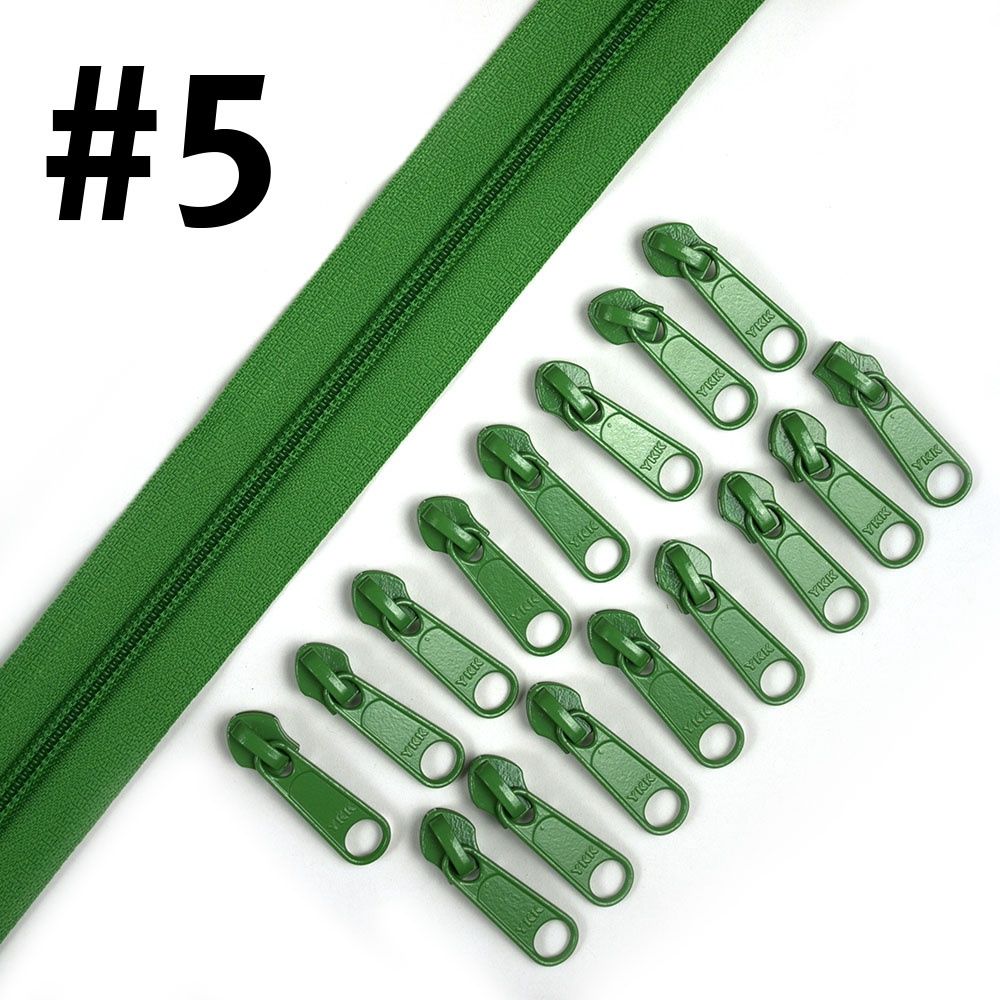 Bag Zipper 4m with Pulls -YKK #5 - Green Grass