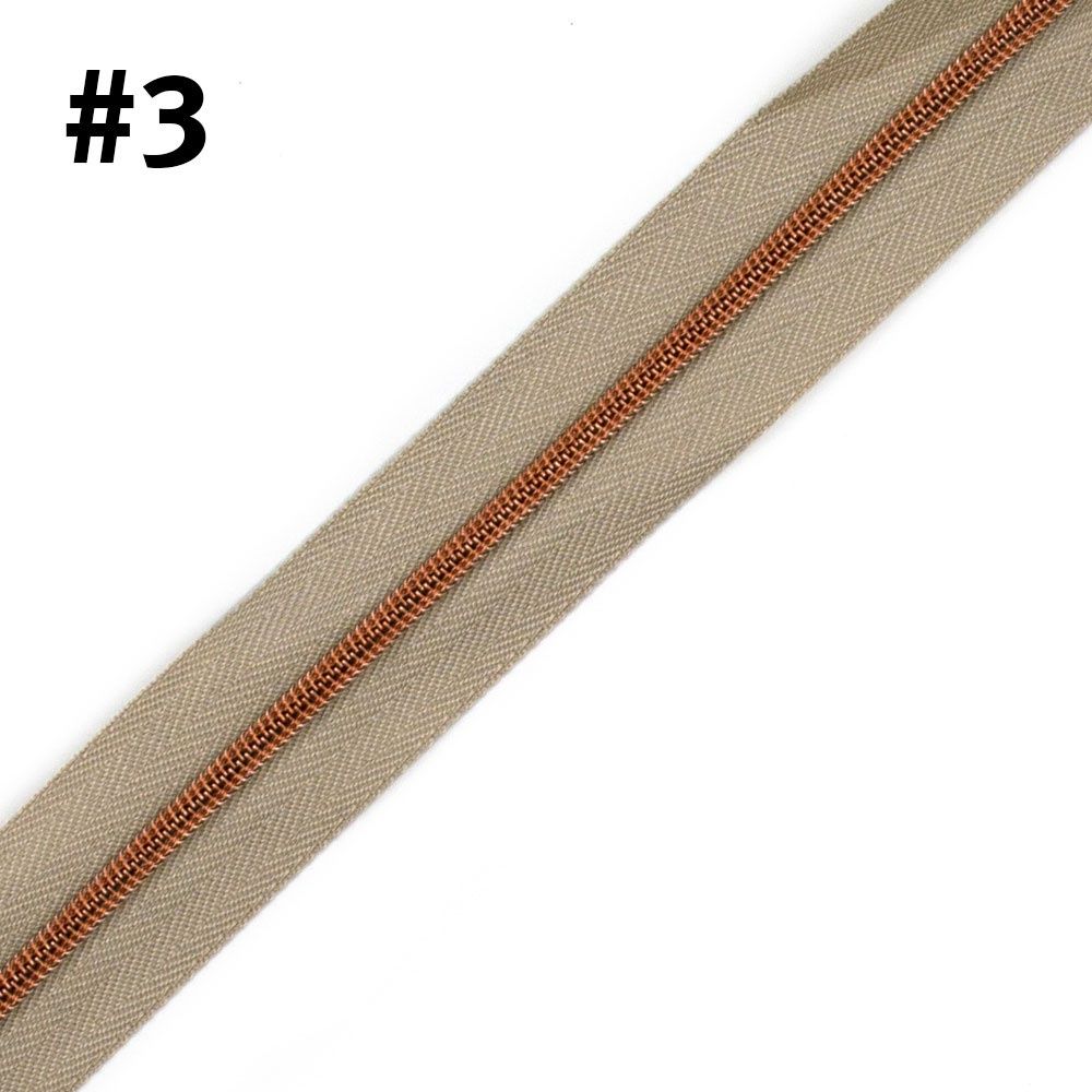 Bag Zipper Tape 3m #3 Natural with Rose Gold Teeth