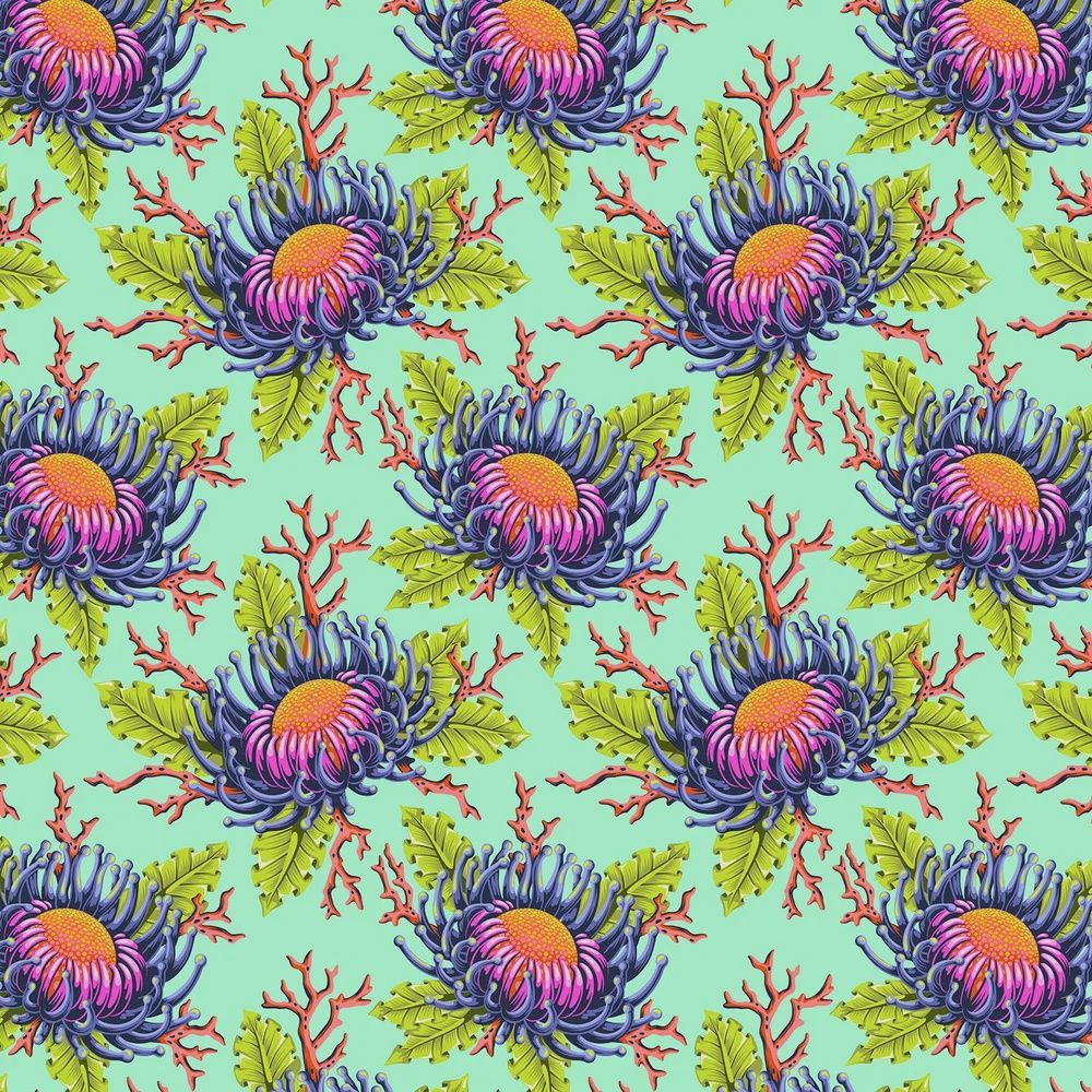 Floral Reef - Friends &amp; Anemones - Seafoam - Fat Qtr