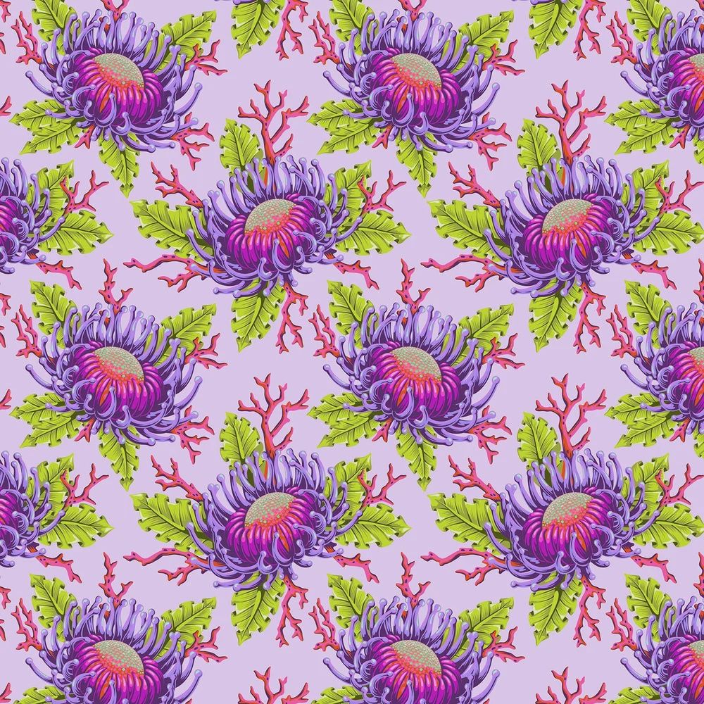 Floral Reef - Friends &amp; Anemones - Ultraviolet - Fat Qtr