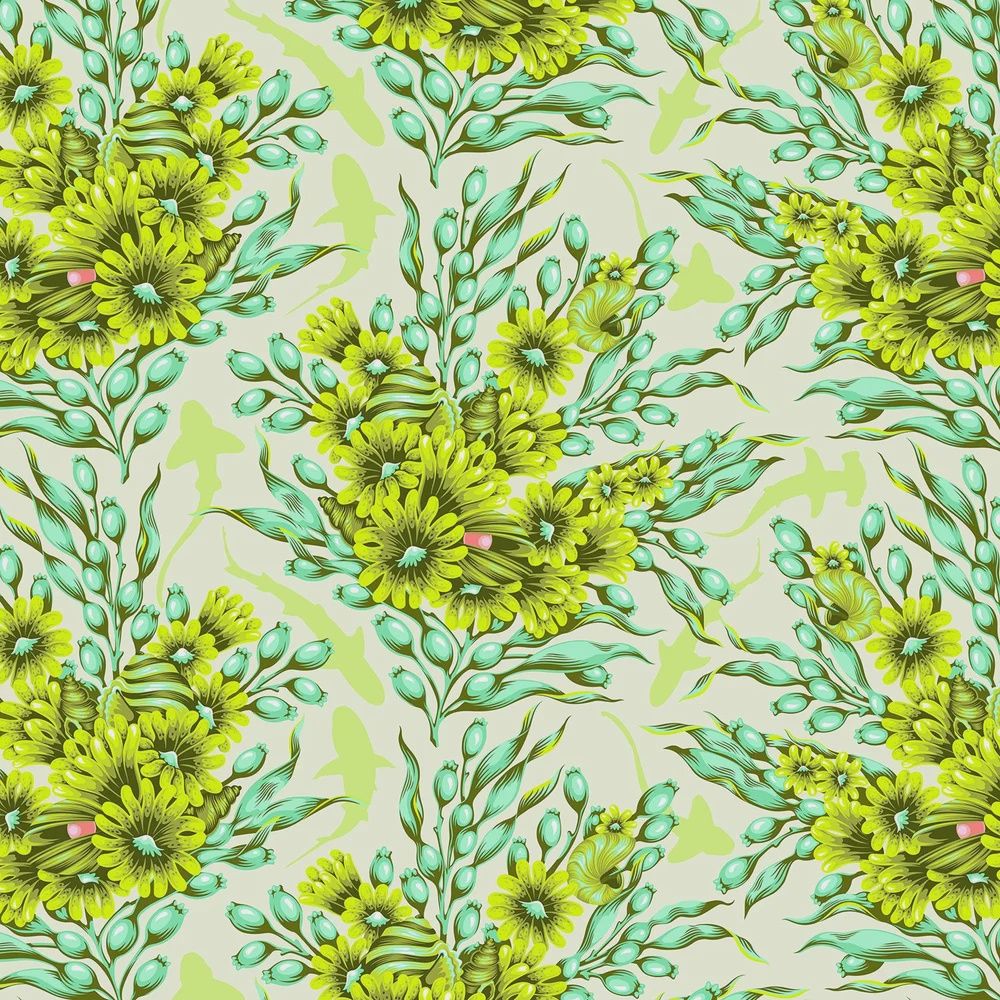 Floral Reef - Shadow Sharks - Seagrass - Fat Qtr