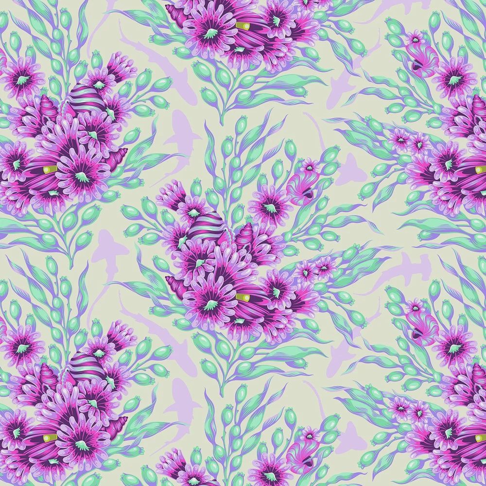 Floral Reef - Shadow Sharks - Ultraviolet - Fat Qtr