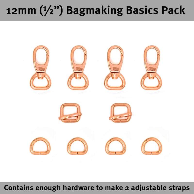 Bag Hardware Basics Pack - 12mm (1/2") - Rose Gold