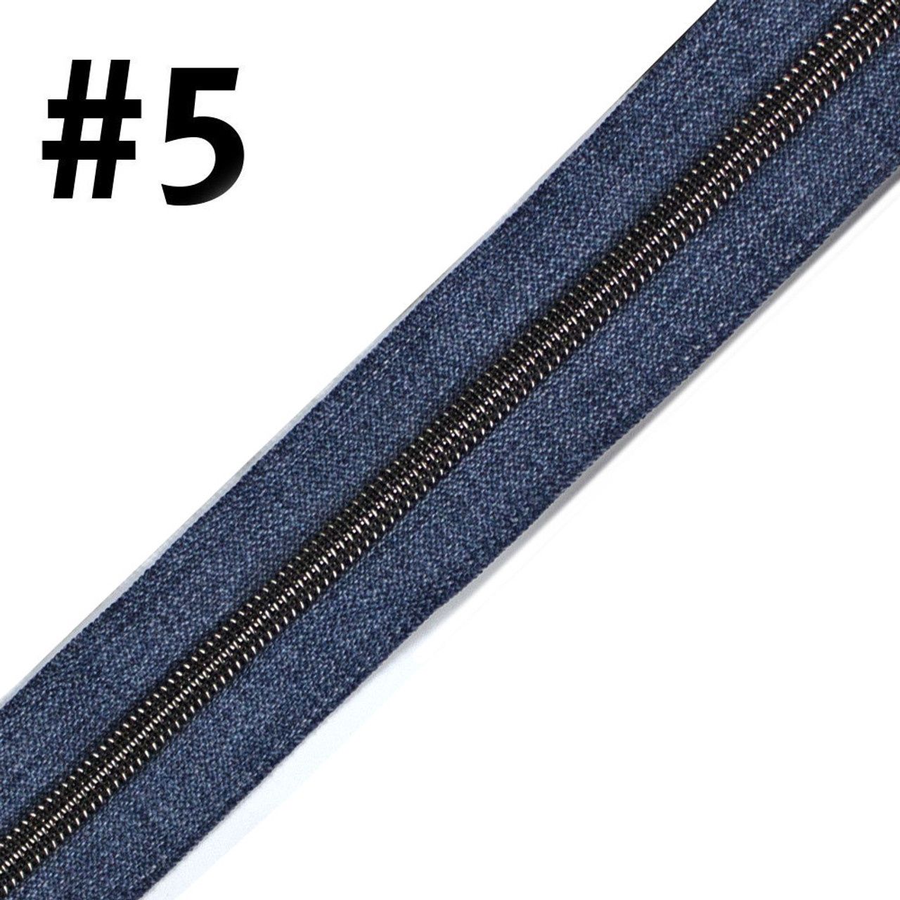 Bag Zipper Tape 3m - #5 - Denim with Gunmetal Teeth