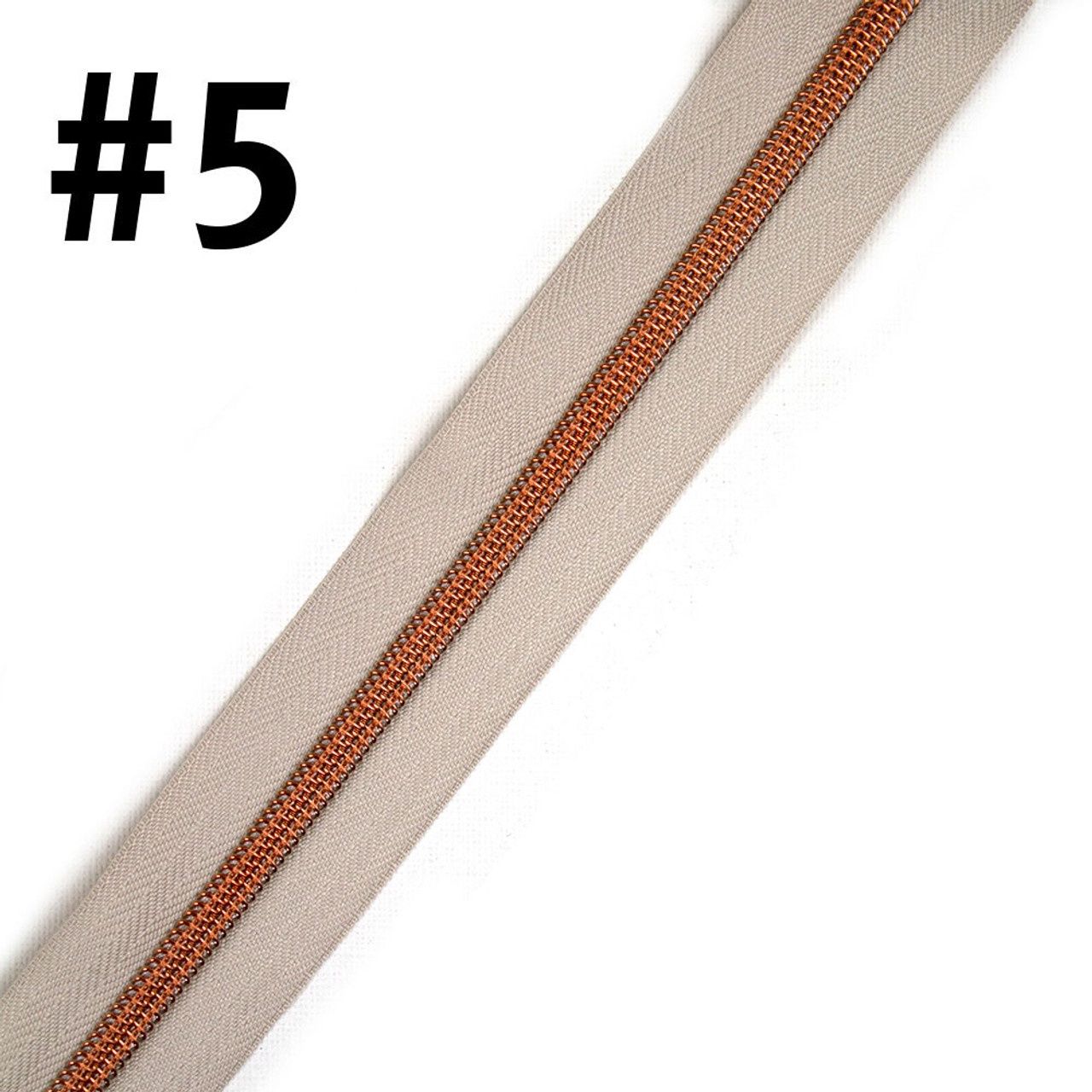 Bag Zipper Tape 3m - #5 - Natural with Rose Gold Teeth