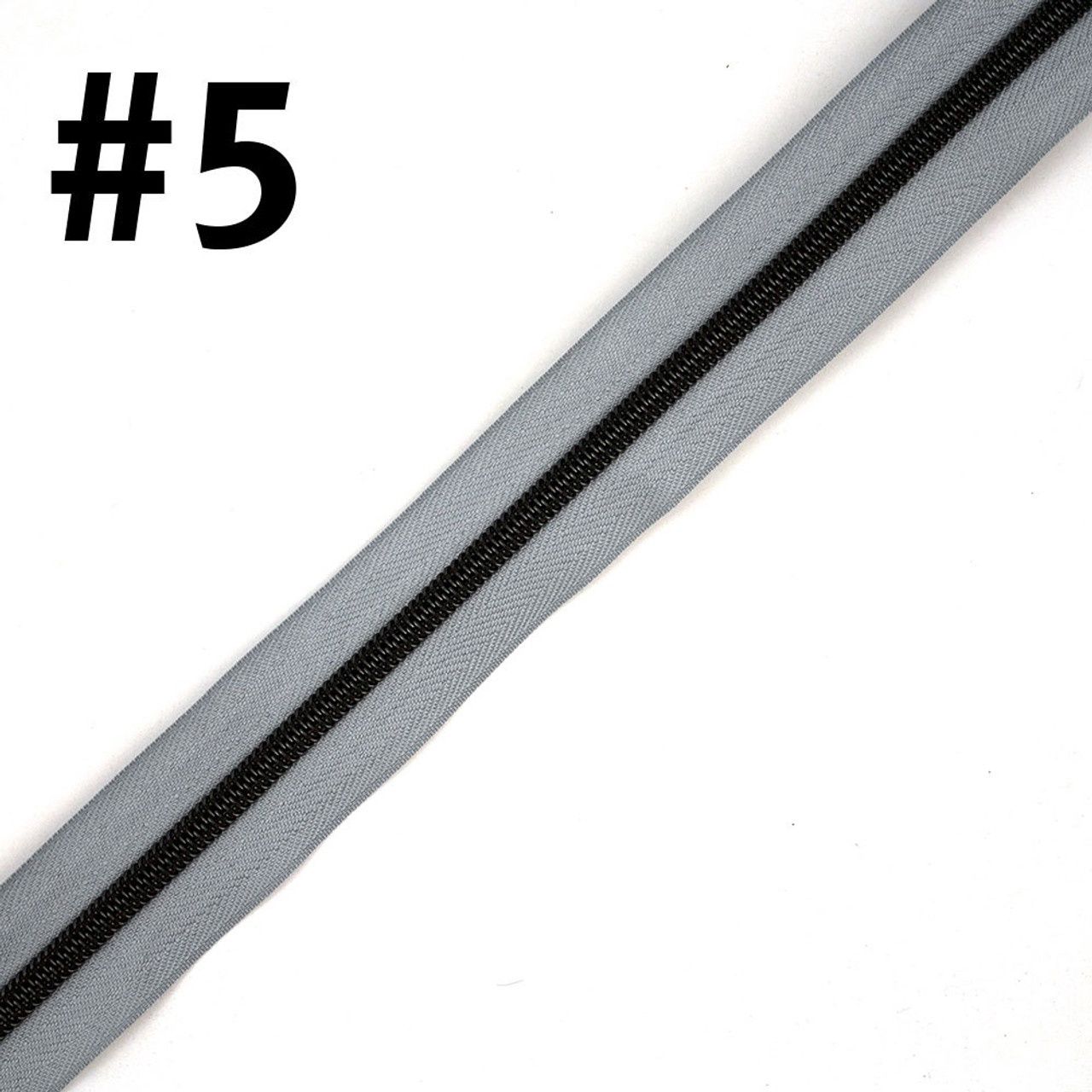 Bag Zipper Tape 3m - #5 - Pewter Grey with Gunmetal Teeth