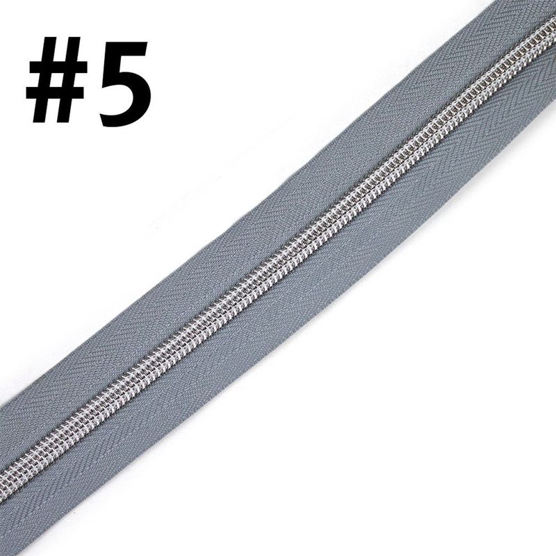 Bag Zipper Tape 3m - #5 - Pewter Grey with Silver Teeth