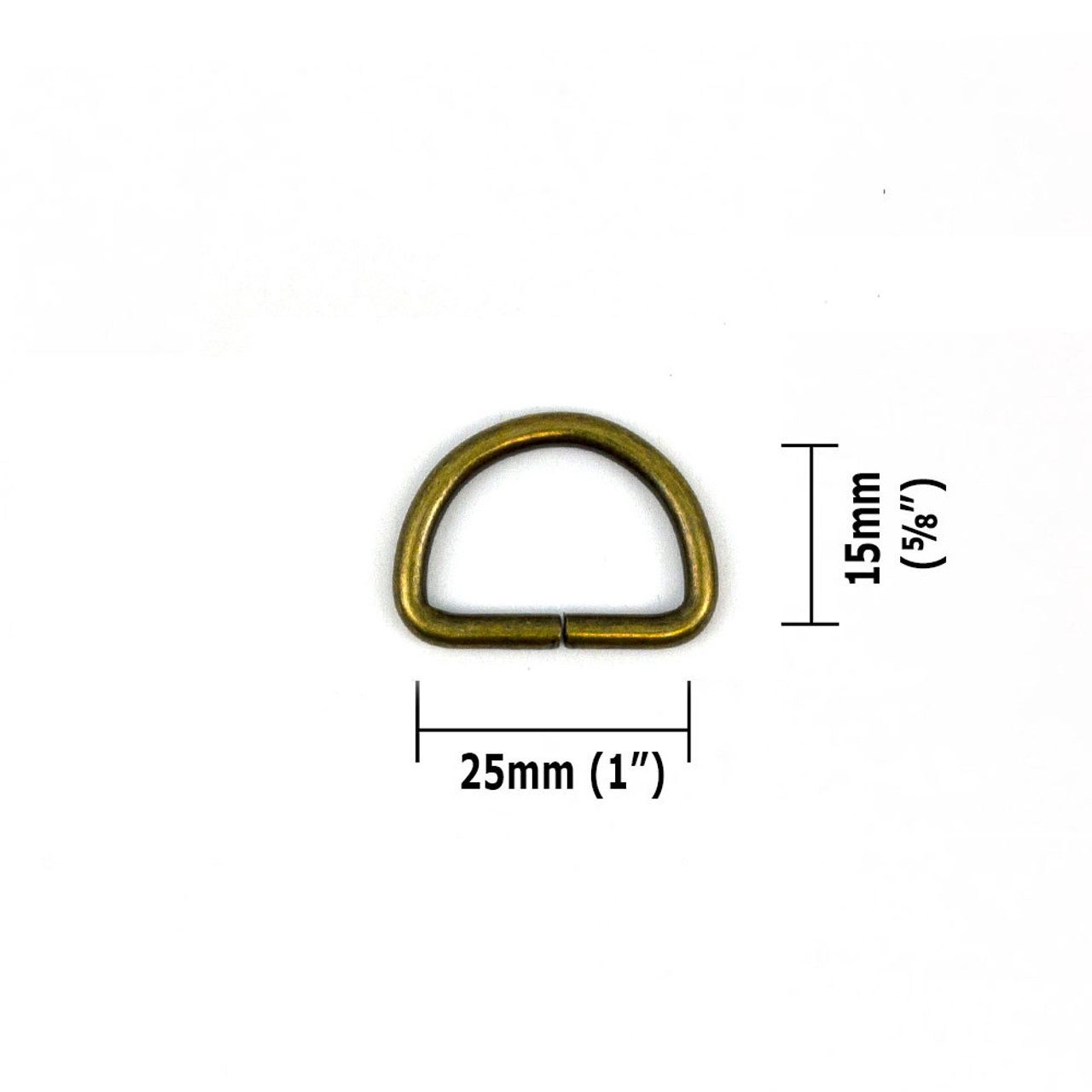 D-Ring 25mm (1&quot;) 4 Pack - Antique Brass