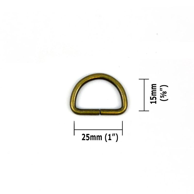 D-Ring 25mm (1") 4 Pack - Antique Brass