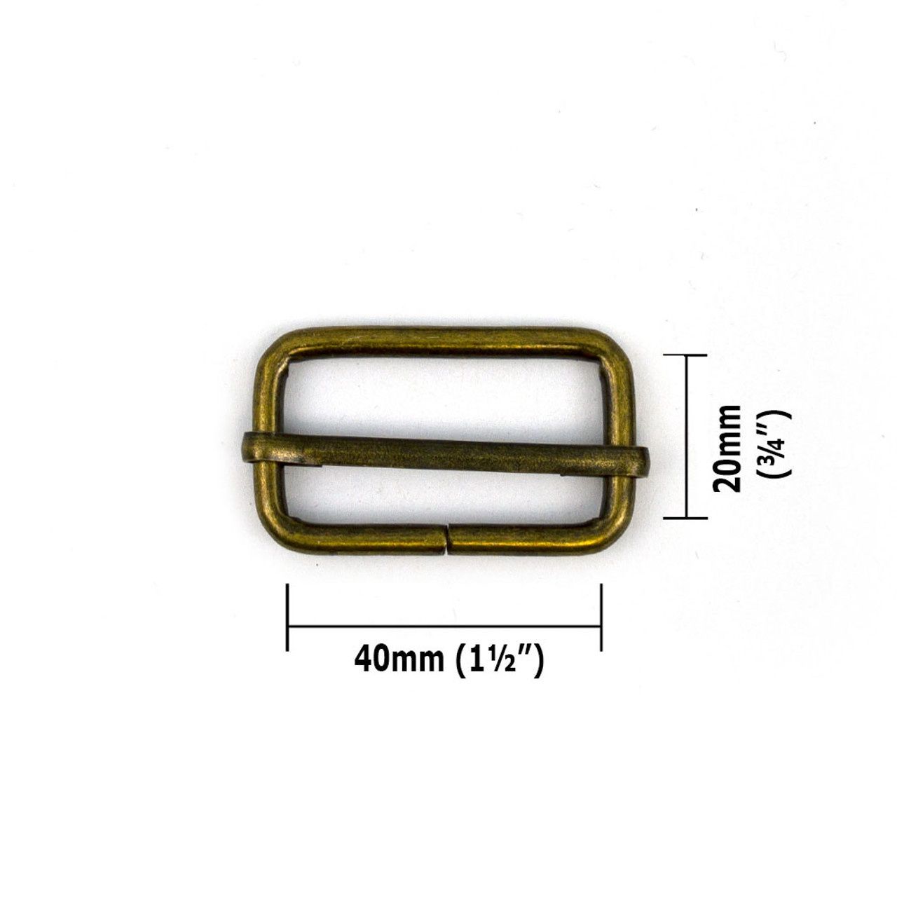 Slide Adjusters 40mm (1 1/2&quot;) - 2 Pack - Antique Brass