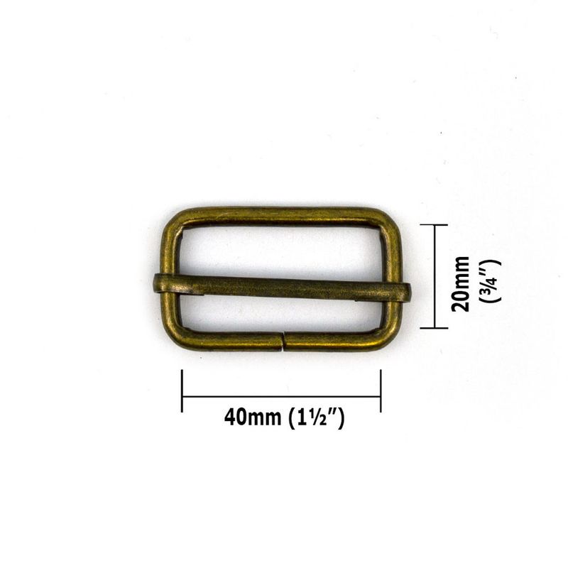 Slide Adjusters 40mm (1 1/2") - 2 Pack - Antique Brass