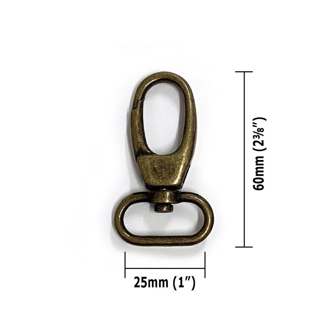 Swivel Snap Hook 25mm (1&quot;) - 2 Pack - Antique Brass