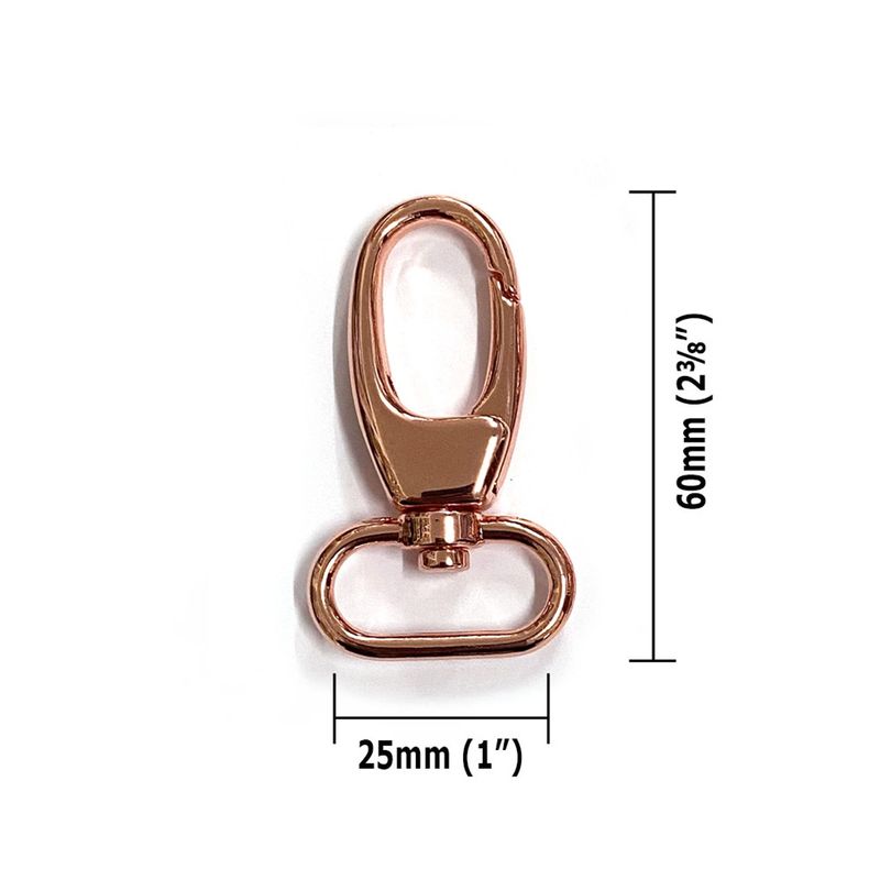 Swivel Snap Hook 25mm (1") - 2 Pack -Rose Gold