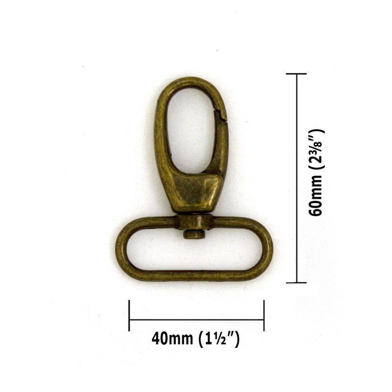 Swivel Snap Hook 40mm (1 1/2") - 2 Pack - Antique Brass