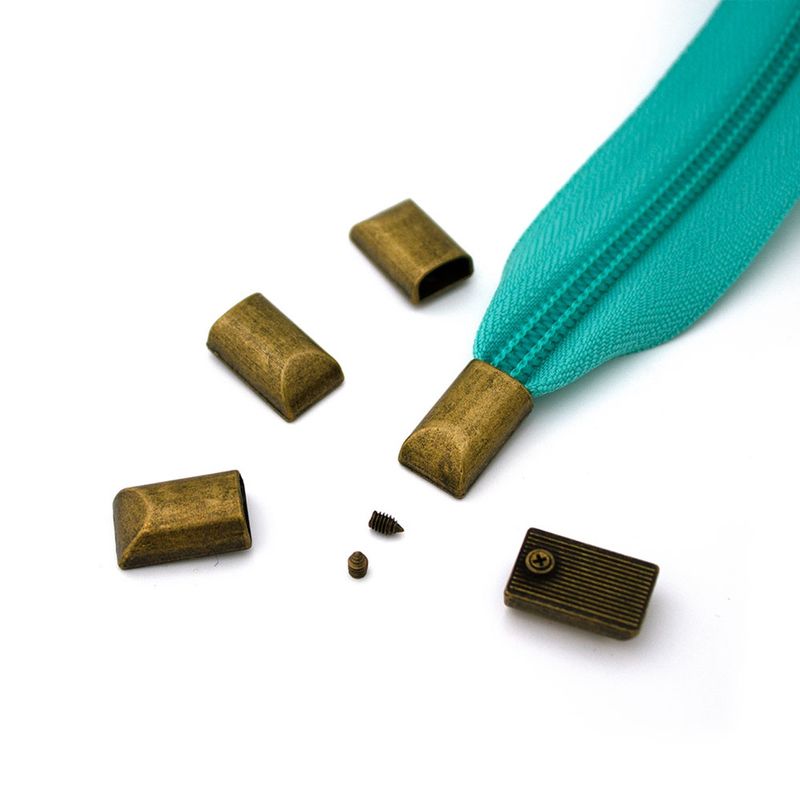 Zipper End Caps - Scrrew In - 5 Pack - Antique Brass