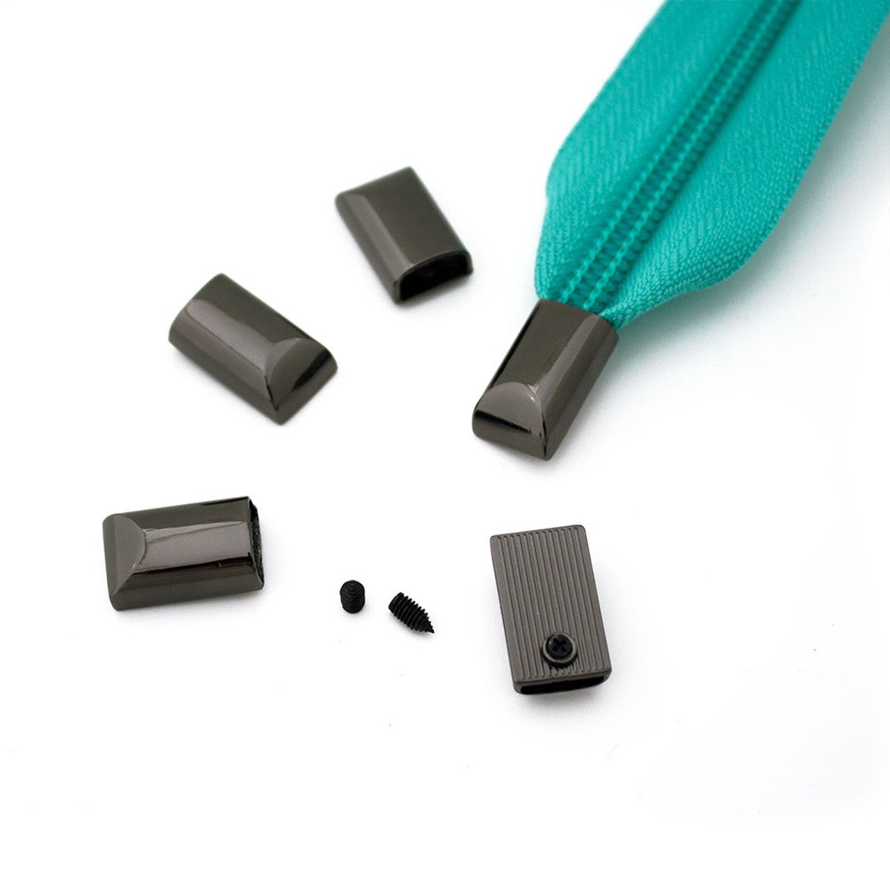 Zipper End Caps - Scrrew In - 5 Pack - Gunmetal