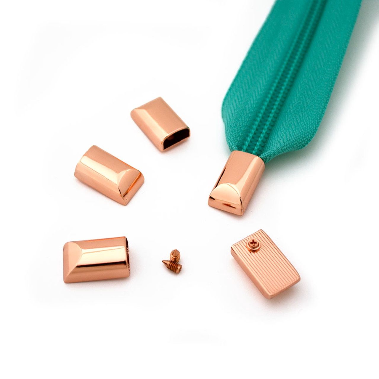 Zipper End Caps - Scrrew In - 5 Pack - Rose Gold