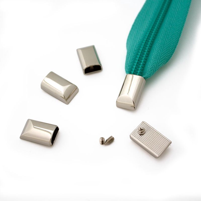 Zipper End Caps - Scrrew In - 5 Pack - Silver