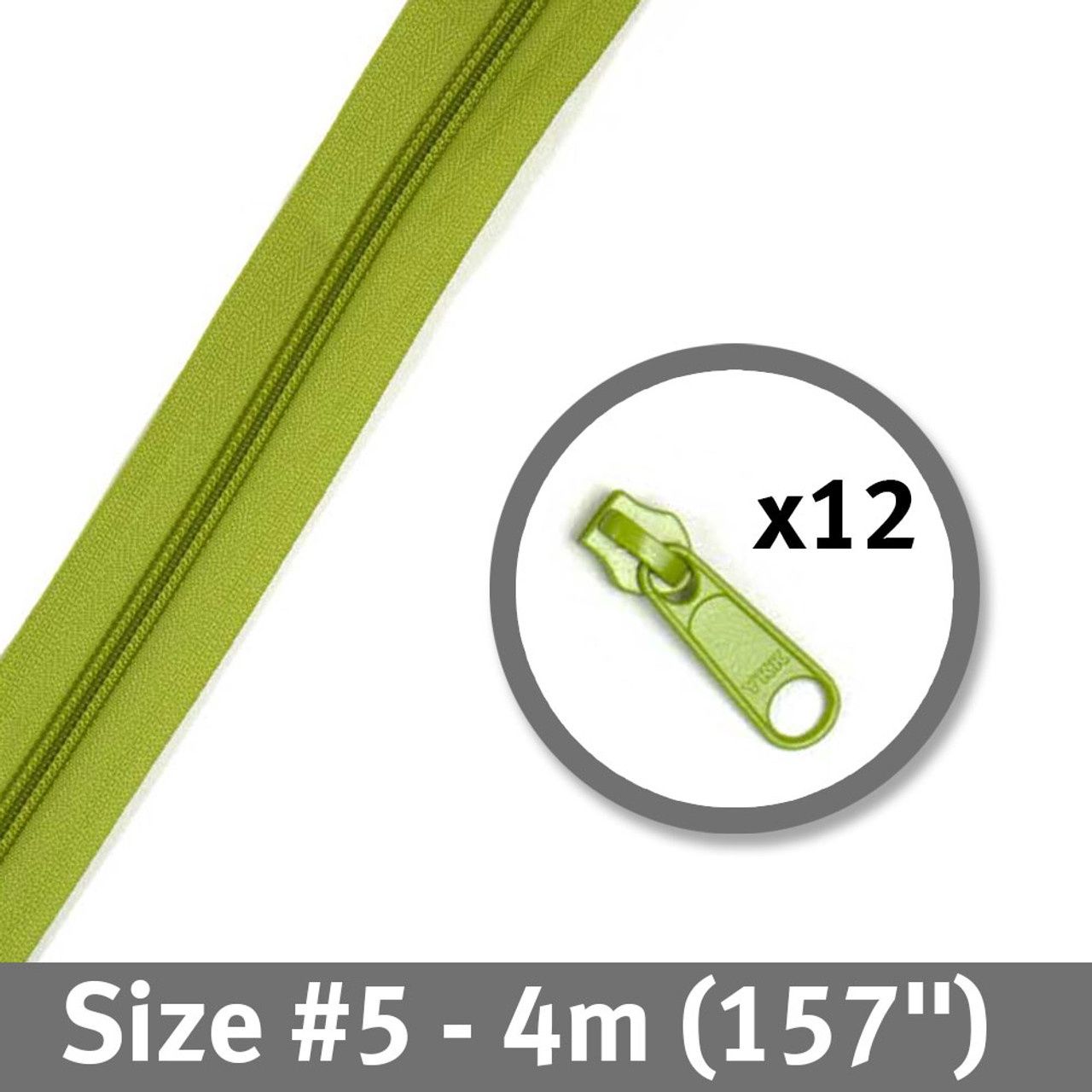 Bag Zipper 4m with Pulls -YKK #5 - Apple Green