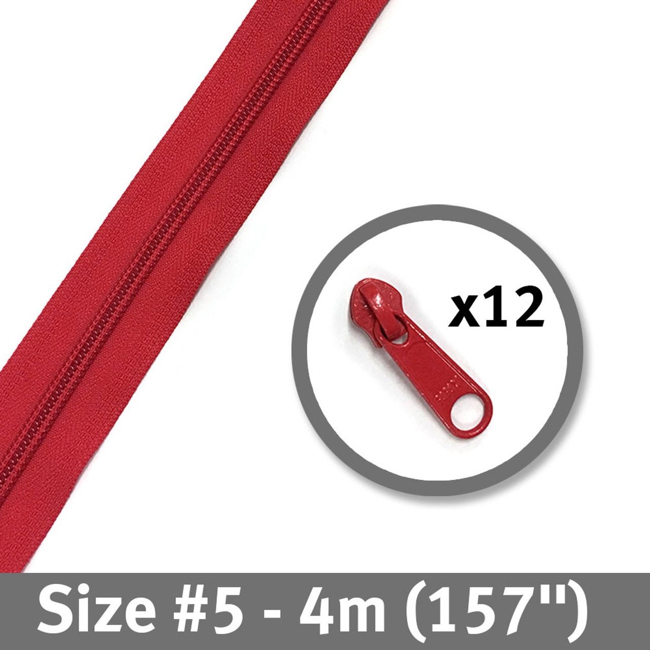 Bag Zipper 4m with Pulls -YKK #5 - Red