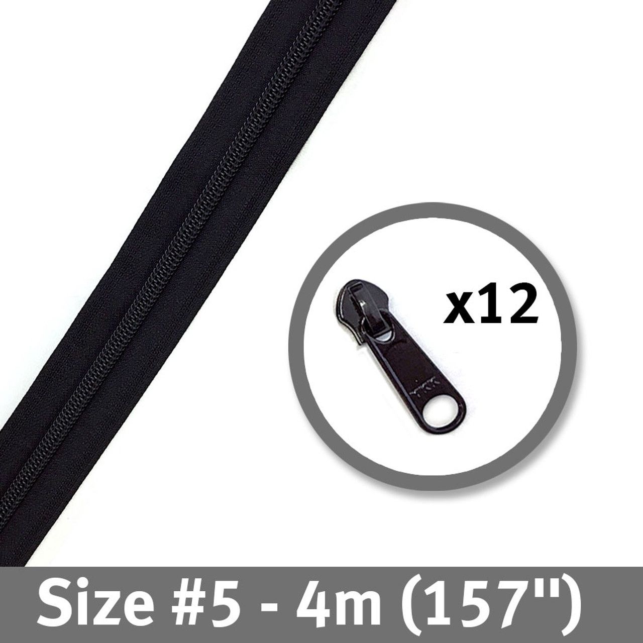 Bag Zipper 4m with Pulls -YKK #5 - Black