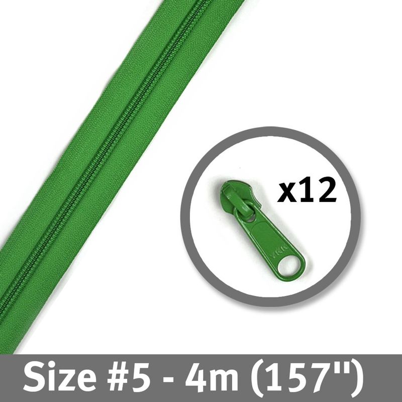Bag Zipper 4m with Pulls -YKK #5 - Green Grass