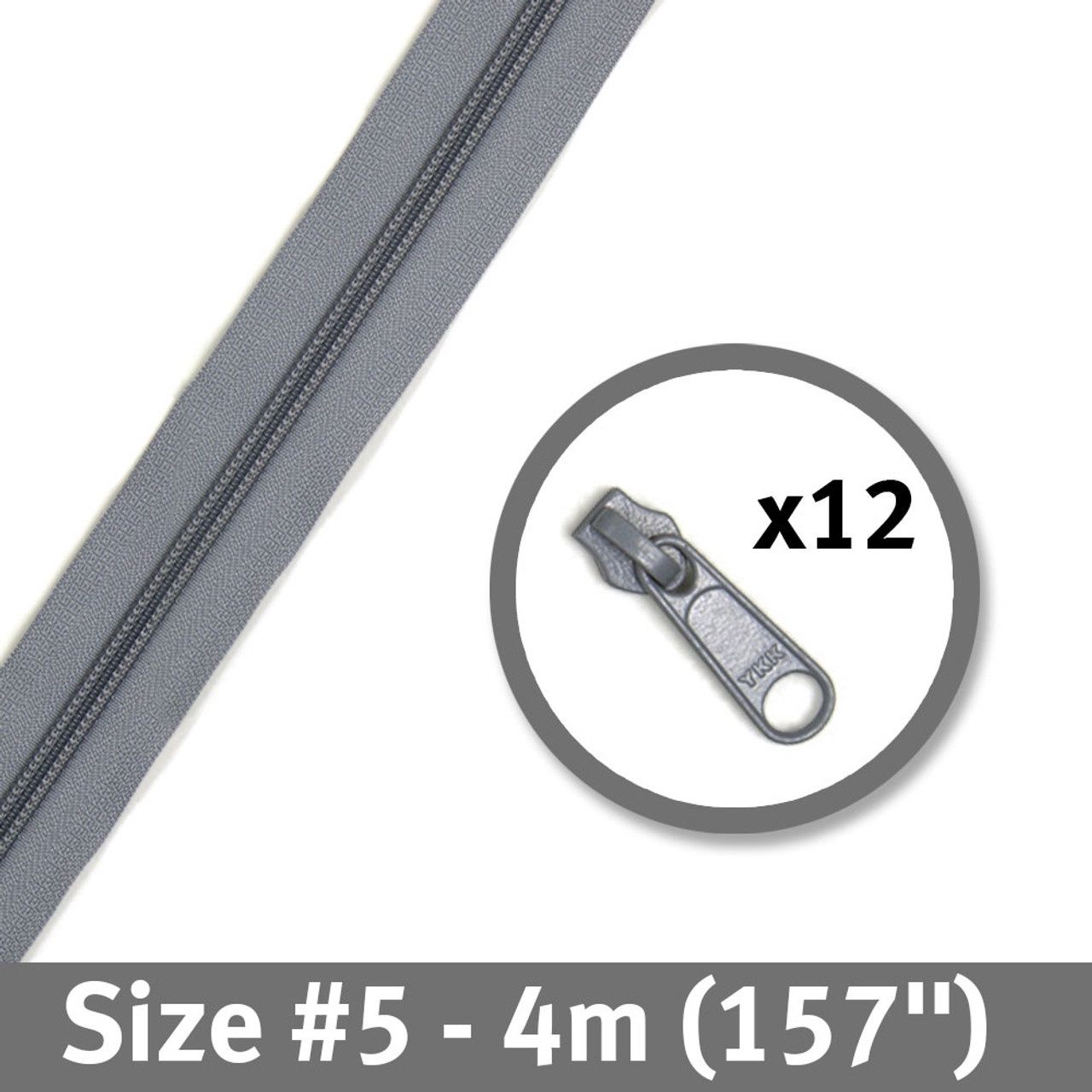 Bag Zipper 4m with Pulls -YKK #5 - Grey/Pewter