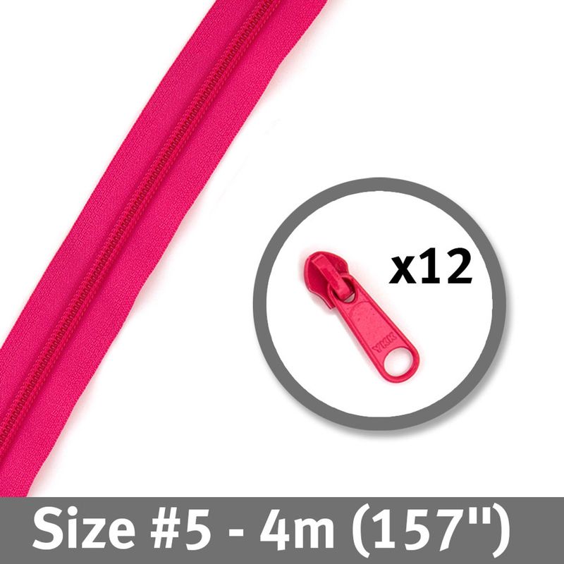 Bag Zipper 4m with Pulls -YKK #5 - Bubble Gum (was Lipstick Pink)