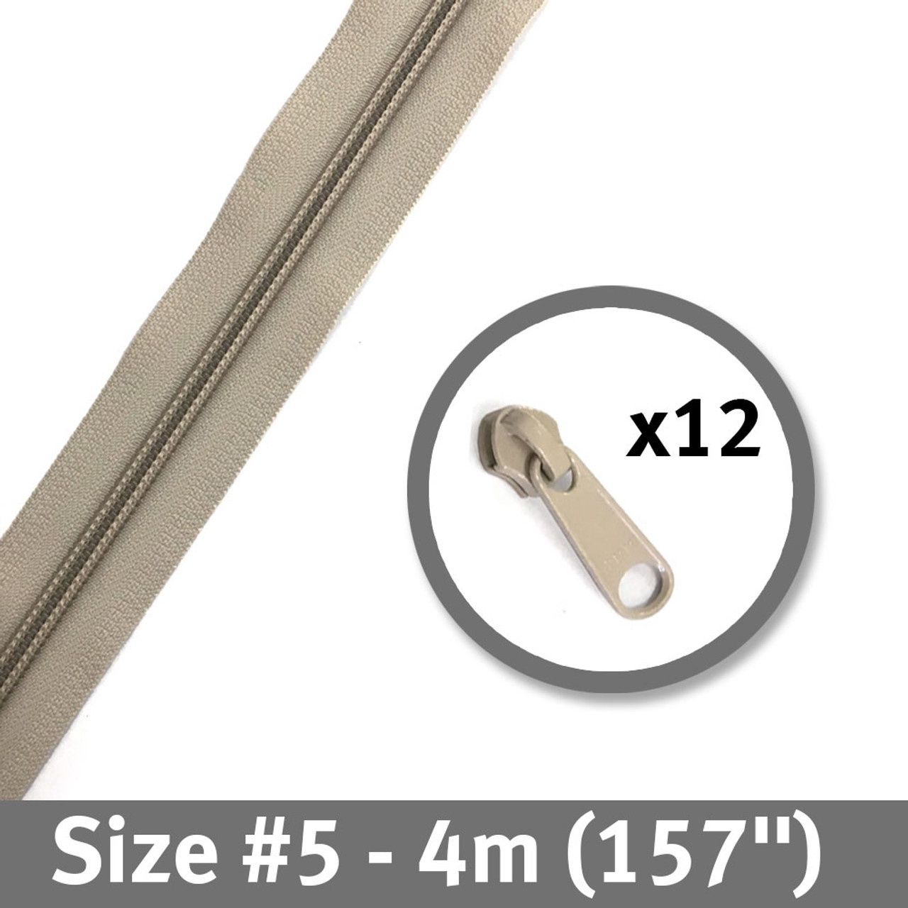 Bag Zipper 4m with Pulls -YKK #5 - Natural